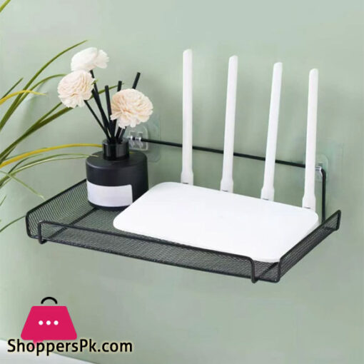 Multifunctional Router Storage Rack, Wall Mounted Black Carbon Steel Storage Rack for Home