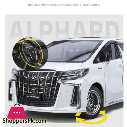 1 : 18 Toyota Alphard MPV Diecast Model Car Sound Light Large Size One Click Button Close Door