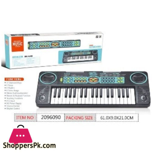 37 Key Electronic Organ With Microphone and USB Line Activity Toy For Kids - Black and White