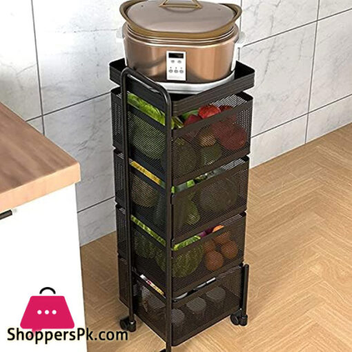 5-Layer Rotating Kitchen Storage Vegetable Fruite Basket with Wheels