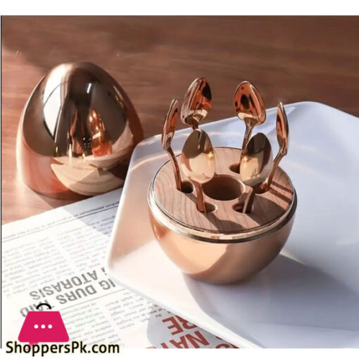 6 pcs Spoon Holder Egg Gold CC-019