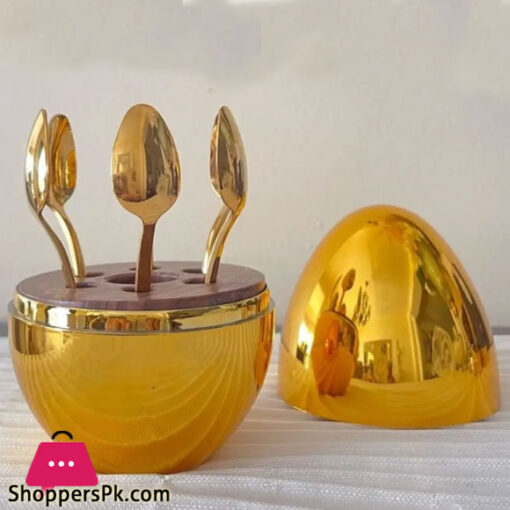 6 pcs Spoon Holder Egg Gold CC-019