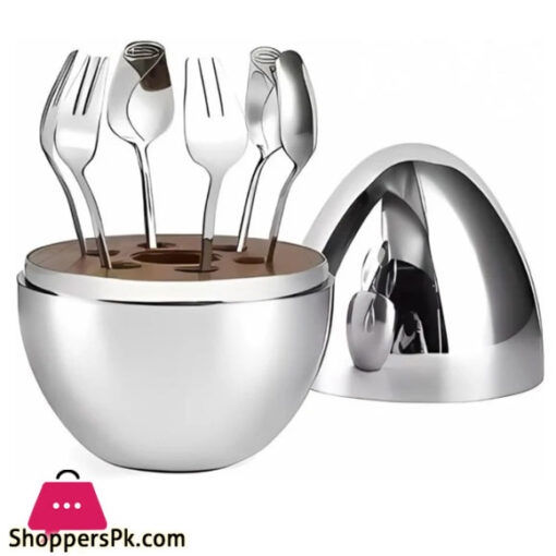 6Pcs Fruit Fork Holder Egg Silver CC-020