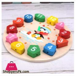 Cartoon Analog Clock Shape Wooden Toy Wooden Shape Color Sorting Clock Teaching Time Number Blocks Clock Shape Patterns Sorting and Animal Puzzle Montessori Early Learning Educational Toy