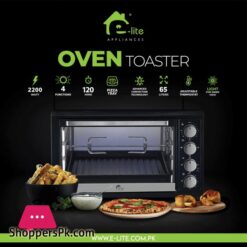 E LITE ETO 653R OVEN TOASTER 65 LTR BLACK 2 YEARS WARRANTY