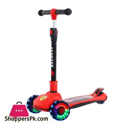 Ferrari Scooty For Kids 3 Wheel Foldable Adjustable Scooter With LED Lights Ferrari Kickboard Heavy Duty For 3to12 Years Kids