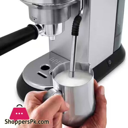 MANUAL ESPRESSO MACHINES NEW Dedica Arte Manual Espresso Coffee Maker with new milk frothing function - Silver Stainless Steel EC885.M