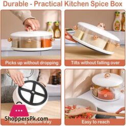 Kitchen Multifunctional Spice Dispenser 360 Rotating Large Capacity Spice Seasoning Box