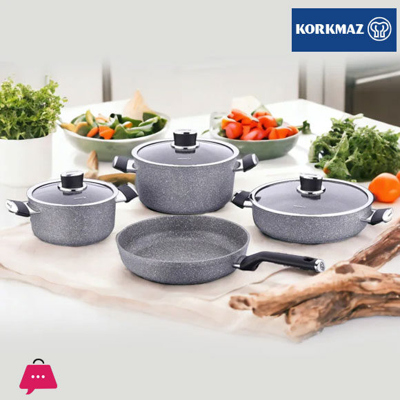 Korkmaz Palma 7 Pcs Cookware Set Turkey Made - A3919