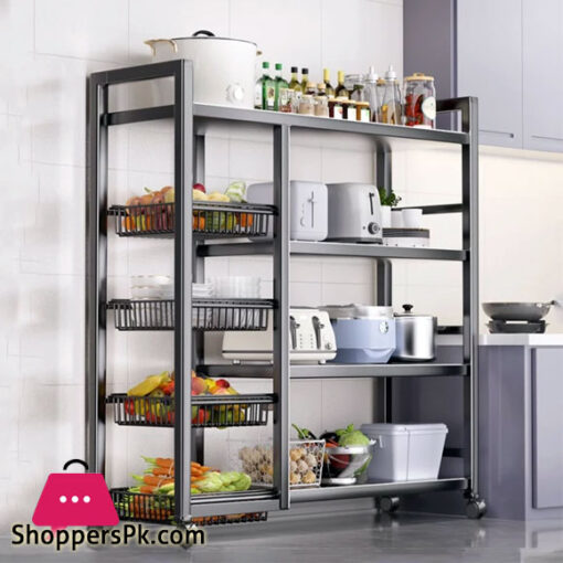 Multi-Layer Vegetable Basket Storage Rack Kitchen Shelving Floor to Floor Multifunctional Microwave Oven Rack Storage Shelf Rack