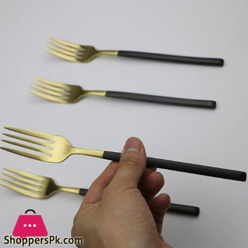 Black+Gold Fancy 6 Piece Table Fork Set CC-008