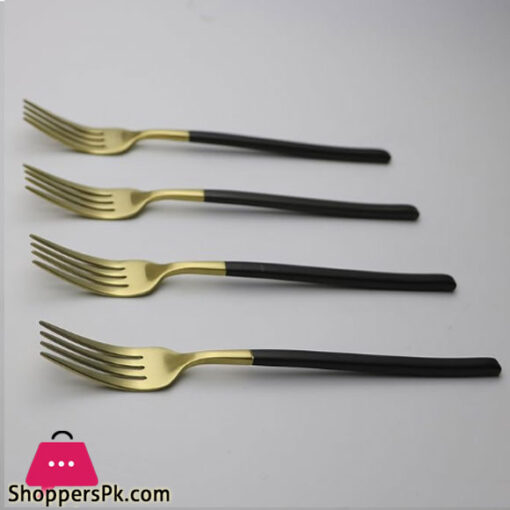 Black+Gold Fancy 6 Piece Table Fork Set CC-008