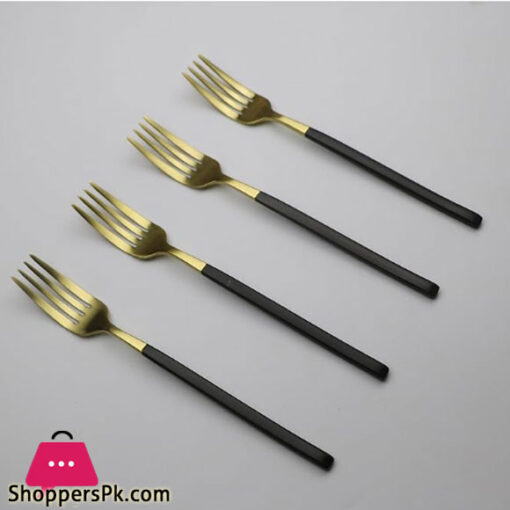 Black+Gold Fancy 6 Piece Table Fork Set CC-008