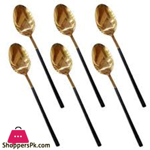 Black+Gold Fancy 6 Piece Table Spoon Set CC-007