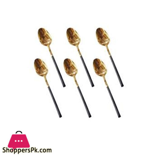 Black+Gold Fancy 6 Piece Tea Spoon Set CC-009