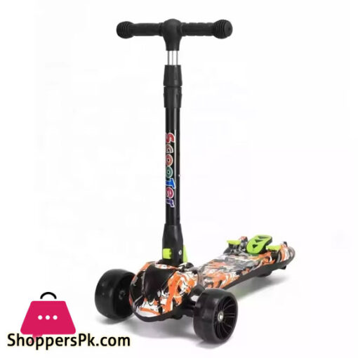 Folding Handlebar Anti Skid Double Bottom Plate Cool Spray Children's Scooter on Both Sides