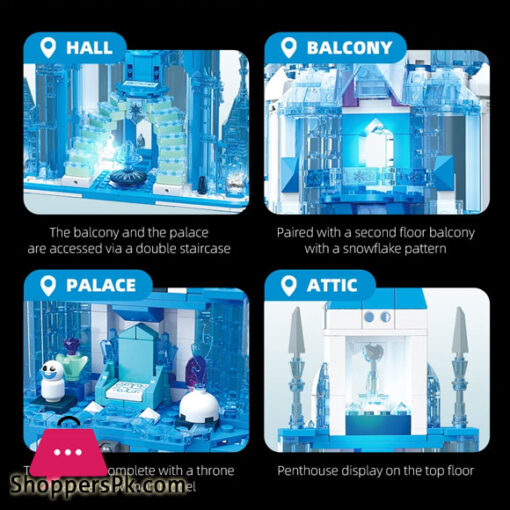 Frozen Castle Ice Snow Castle Building Blocks Fairy Tale Princess Magic Castle Building Model Bricks