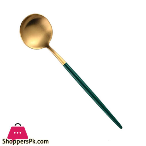 Green+Gold Fancy 6 Piece Soup Spoon Set CC-016