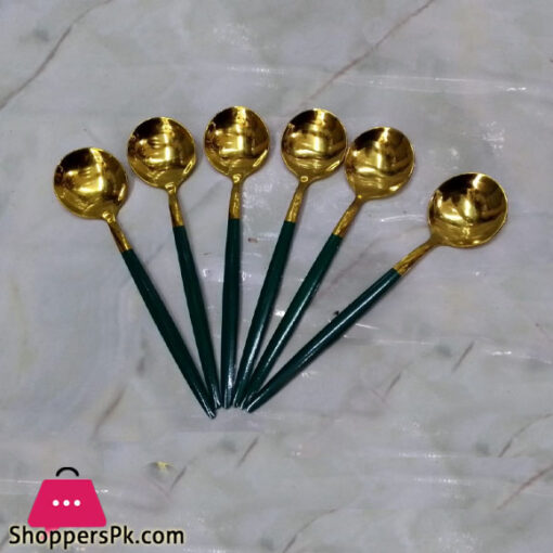 Green+Gold Fancy 6 Piece Table Spoon Set CC-010