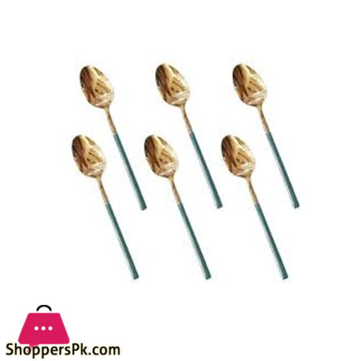 Green+Gold Fancy 6 Piece Tea Spoon Set CC-012