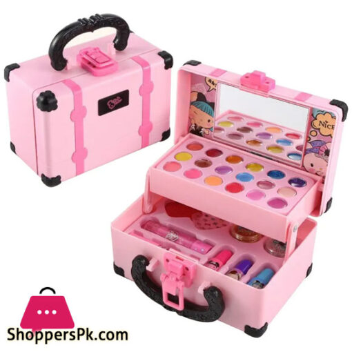 Kids Makeup Set Real Girl Makeup Kit With Portable Box Washable Kids Makeup Kit Eye Shadows Brush Lipstick Nail Polish Makeup