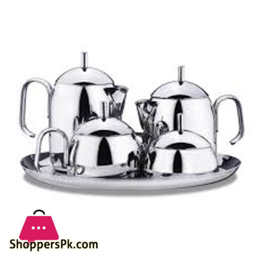 Korkmaz Pera Modern Stainless Steel 9 Pcs Tea Coffee Set with Tray Turkey Made