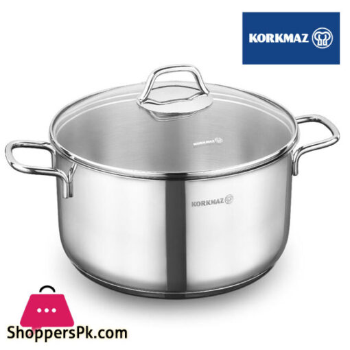 Korkmaz Perla Stainless Steel Casserole Pot 24x12 cm Turkey Made