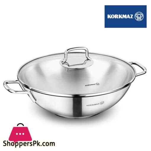 Korkmaz Perla Stainless Steel Wok 28x8.5 cm 3.3 lt Turkey Made