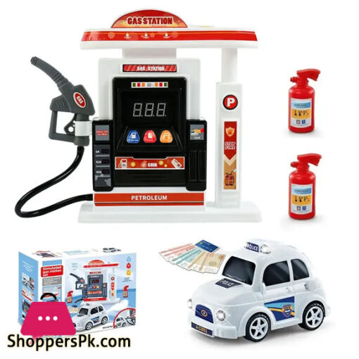 Simulated Gas Station & Car Playset Toy For Kids