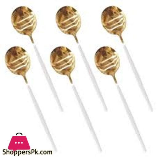 White+Gold Fancy 6 Piece Soup Spoons Set CC-013