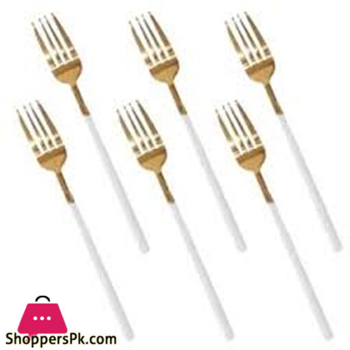 White+Gold Fancy 6-Piece Table Fork Set CC-002