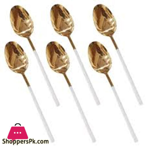 White+Gold Fancy 6 Piece Table Spoon CC-001