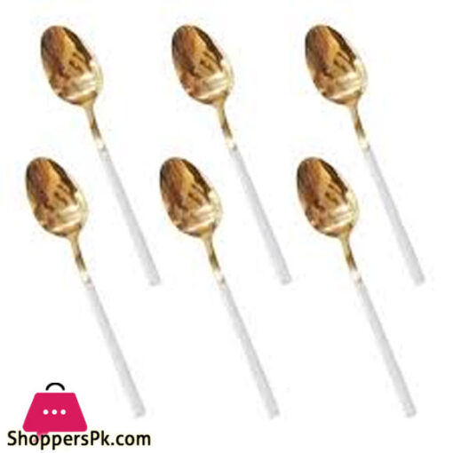 White+Gold Fancy 6 Piece Tea Spoon Set CC-003