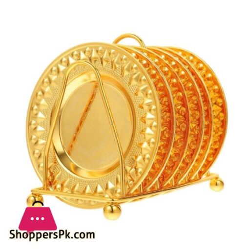 Tea Coaster With Stand Gold (Set of 6) SQ-006