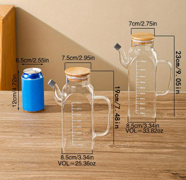 High Quality Glass Oil BottleSoy Sauce Vinegar Dispenser Anti-Leakage Oil Tank With Side Handle