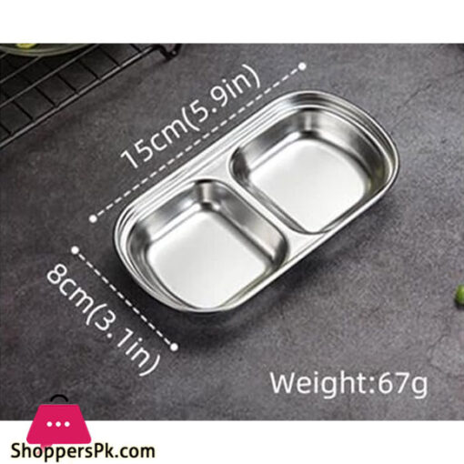 2 Compartment Stainless Steel Sauce Plate Silver GST2056