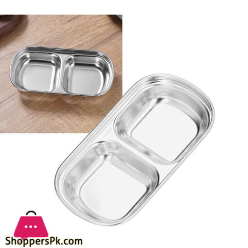 2 Compartment Stainless Steel Sauce Plate Silver GST2056