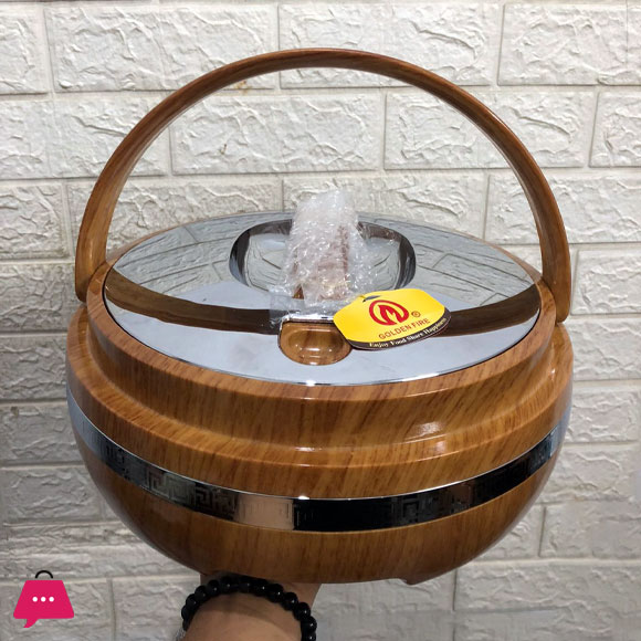 3 Liter Round Wood & Silver HotPot 663LW/S