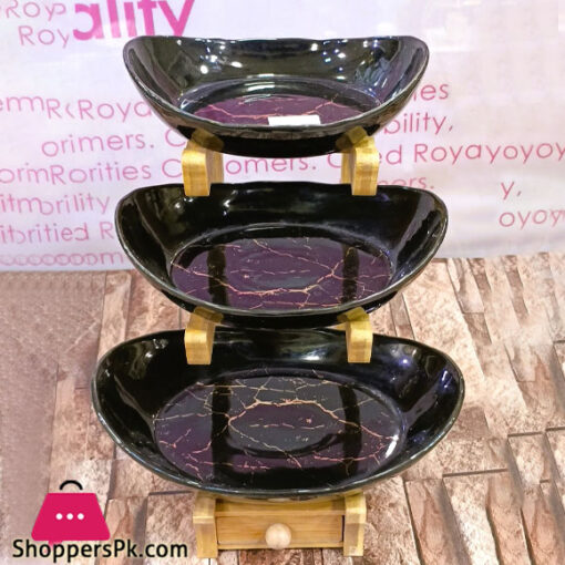 3 Step Serving Dish Black