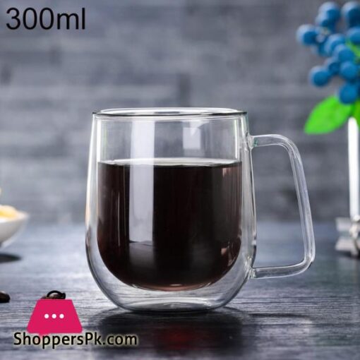 300ml Double Wall Heat Resistant Glass Cup Milk Juice Insulation Drinking Mug