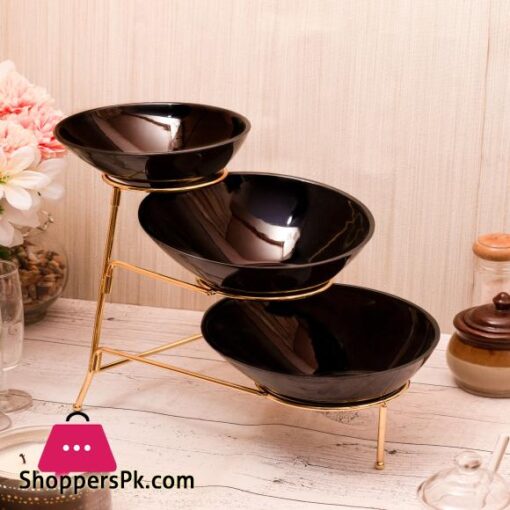 2 PCS CURVY BOWL MEDIUM 1 PC CURVY BOWL SMALL MELAMINE WITH GOLDEN STAND