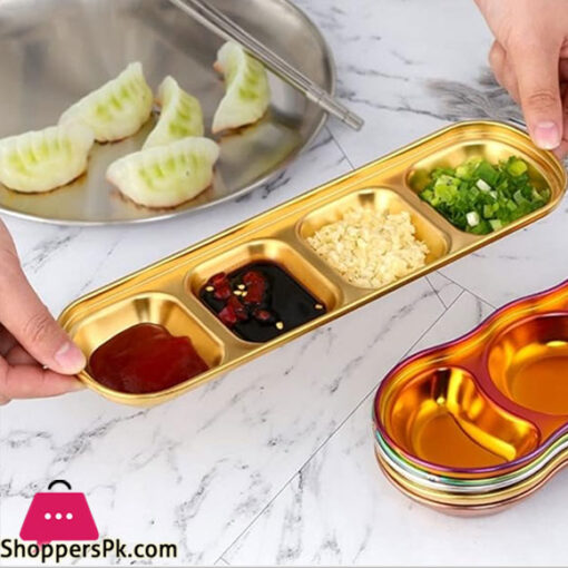 4 Compartment Stainless Steel Sauce Plate Gold GST2062