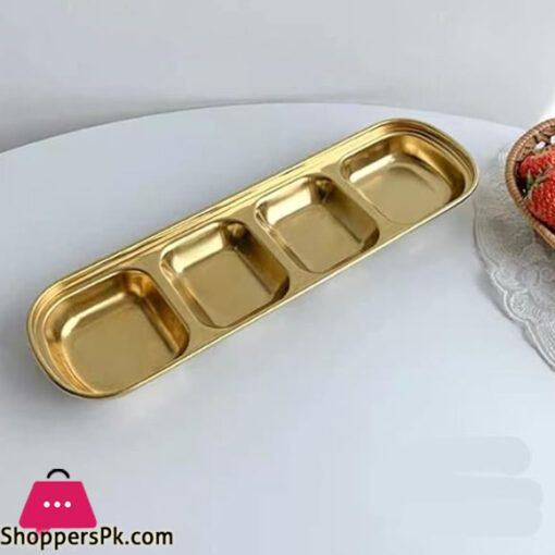 4 Compartment Stainless Steel Sauce Plate Gold GST2062