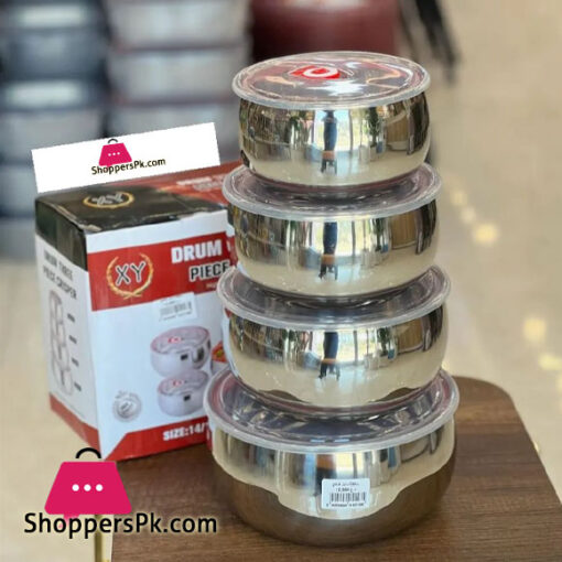 4 Piece Stainless Steel Food Containers Storage Pot Set Leak Proof Storage Box for Kitchen