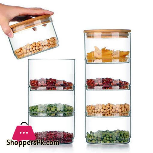 4-Tier Stackable Glass Jar