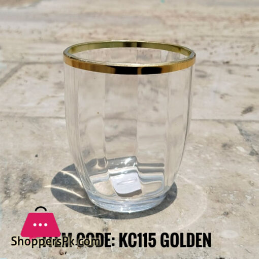 Acrylic Clear Drinking Glass Tumblers Golden Rim Pack of 6 - KC115