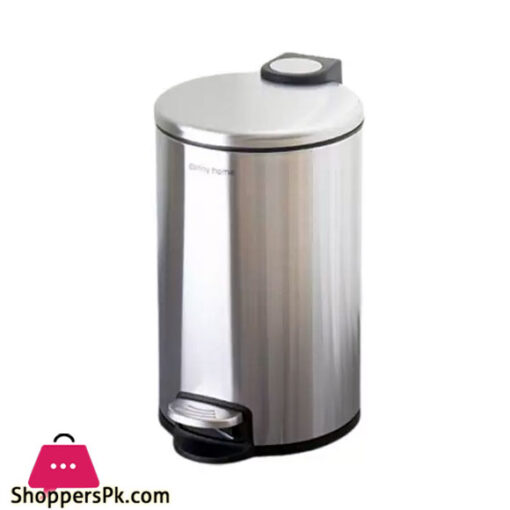 DANNY HOME Stainless Steel Dust Bin Powder Coating Metal Trash Can 40 Liter