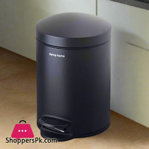 DANNY HOME Stainless Steel Dustbin Trash Can 12 Liter Black