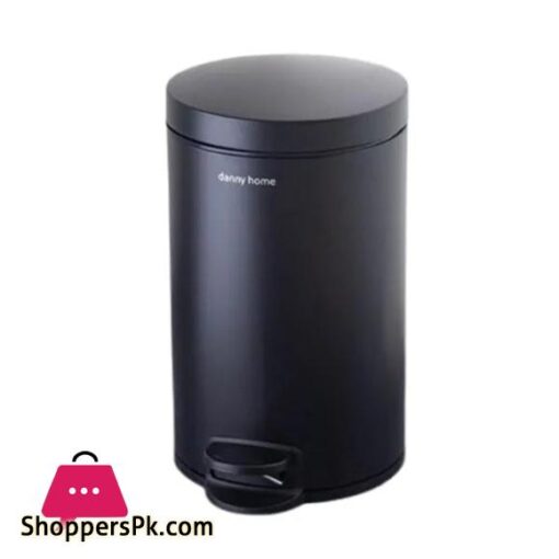 DANNY HOME Stainless Steel Dustbin Trash Can 30 Liter Black