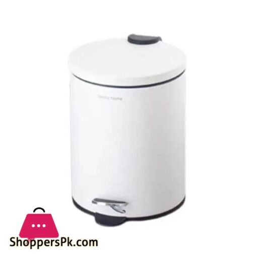 DANNY HOME Stainless Steel Dustbin Trash Can 5 Liter White